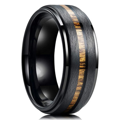 Fashion 8mm Silver Color Men Stainless Steel Rings, Pink Rose Abalone Shell Meteorite Inlay Rings for Men Women, Wedding Jewelry