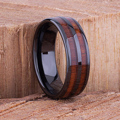 Fashion 8mm Silver Color Men Stainless Steel Rings, Pink Rose Abalone Shell Meteorite Inlay Rings for Men Women, Wedding Jewelry