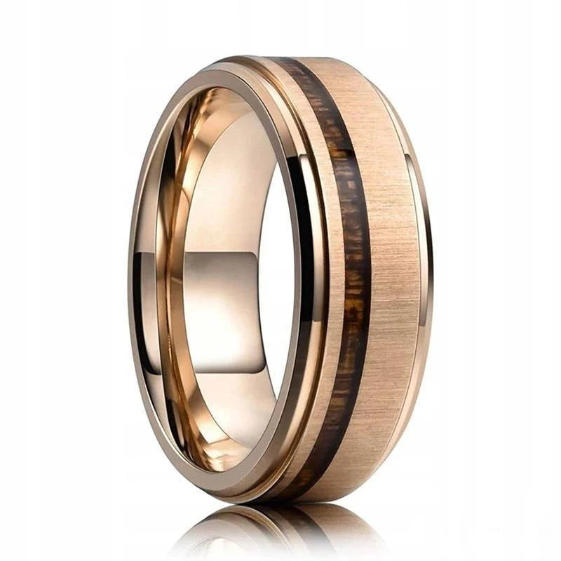 Fashion 8mm Silver Color Men Stainless Steel Rings, Pink Rose Abalone Shell Meteorite Inlay Rings for Men Women, Wedding Jewelry