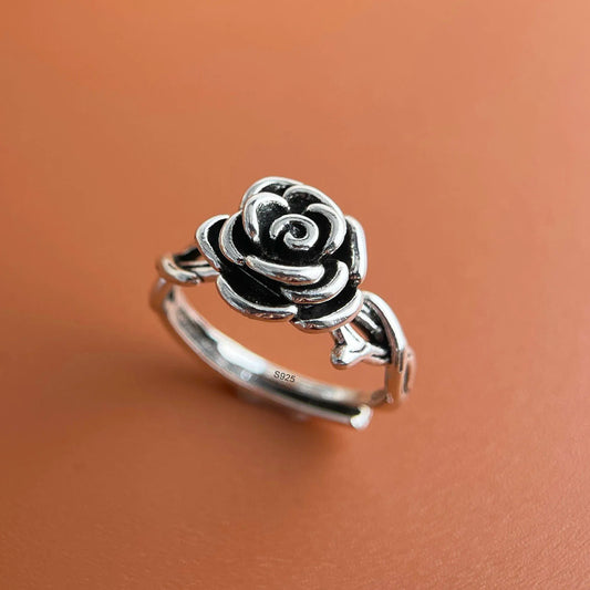 925 Sterling Silver Rings for Women Couple Minimalist Handmade Simple Vintage Flower Ring Fine Jewelry Gift Prevent Allergy